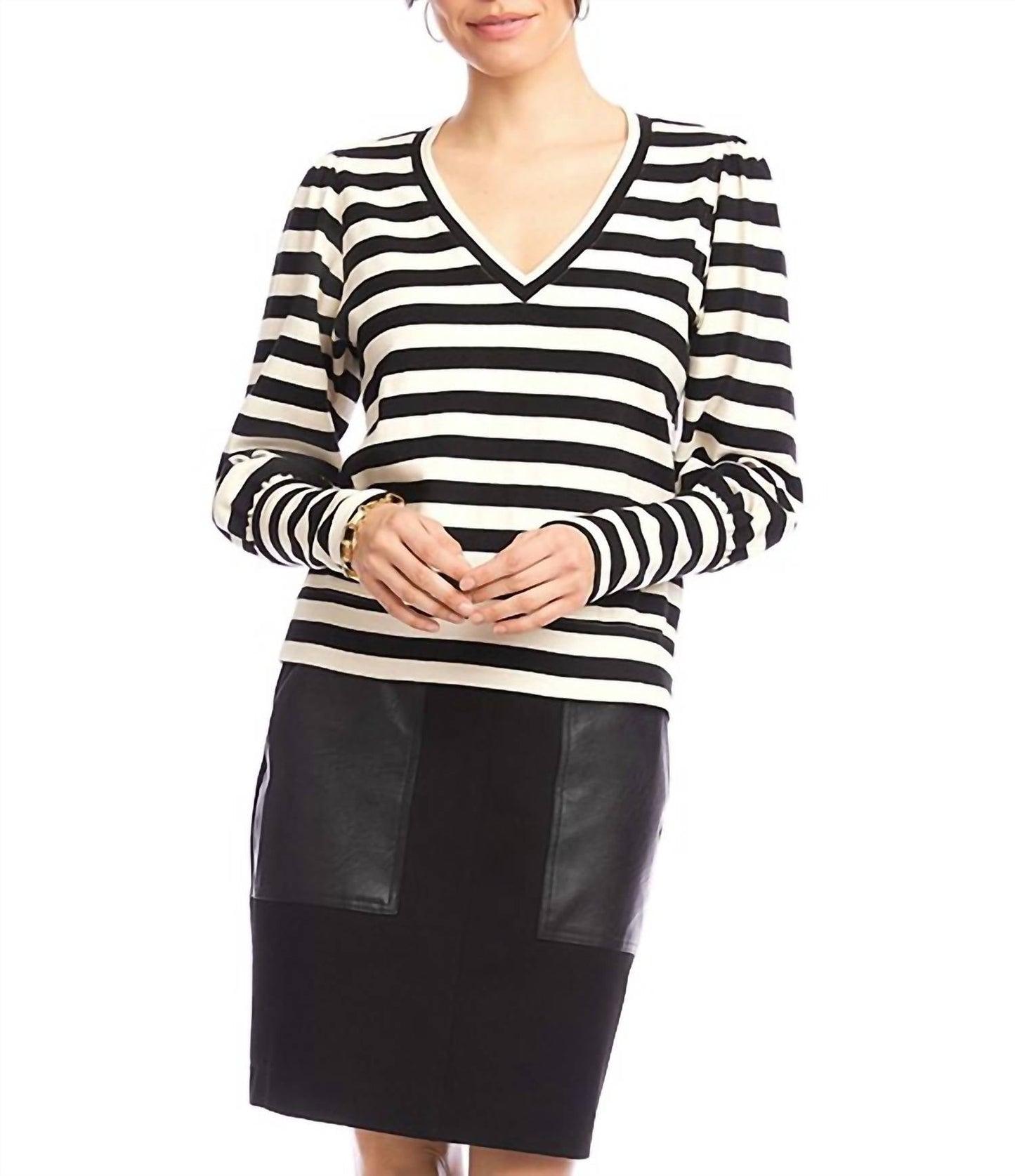 Karen Kane - Bishop Sleeve V Neck Top