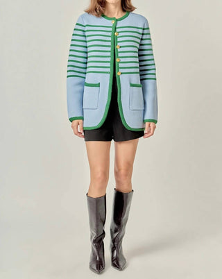 English Factory - Women's Knit Striped Sweater Cardigan