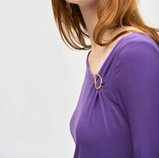 Joseph Ribkoff - Ruched Long Sleeve Wrap Midi Sheath Dress