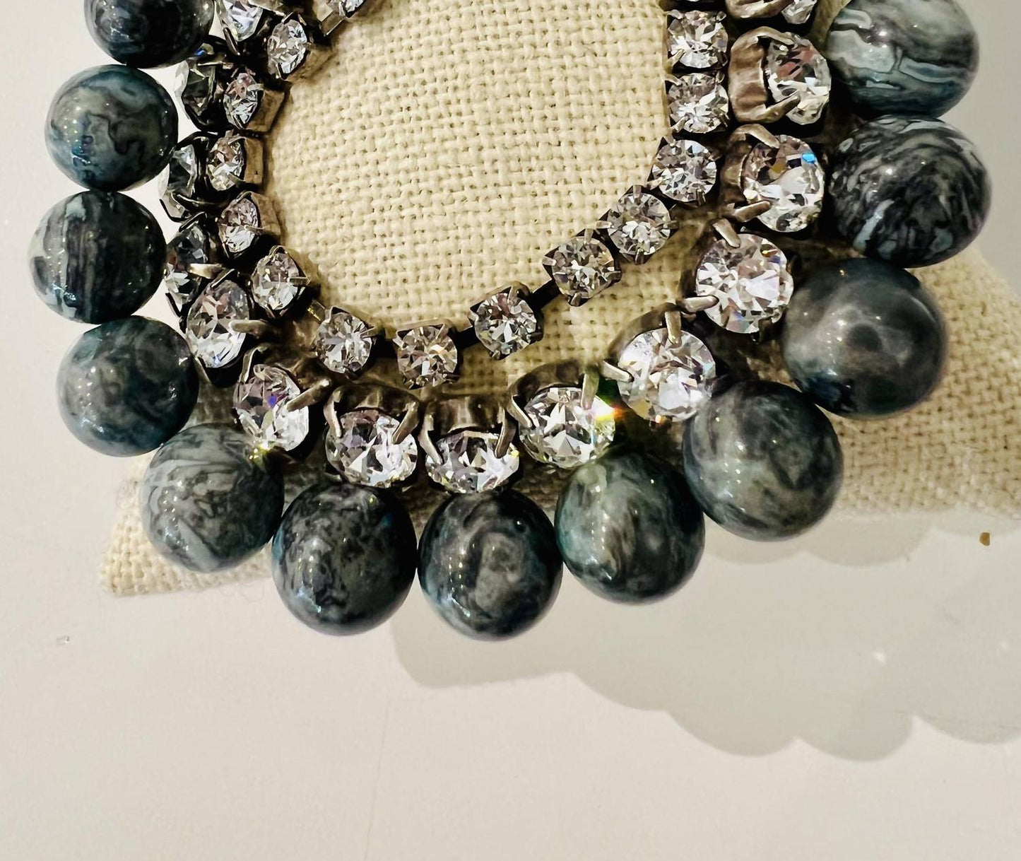 French Kande - Meteor 3 Strand Crystal Laguna Jasper Bracelet