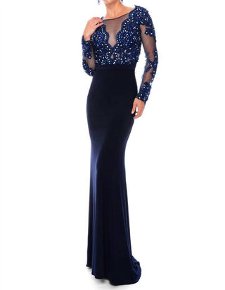 Precious Formals - Jersey Lace Hand Beaded Prom Dress
