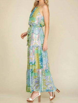 She + Sky - Chiffon Patchwork Tiered Maxi Dress
