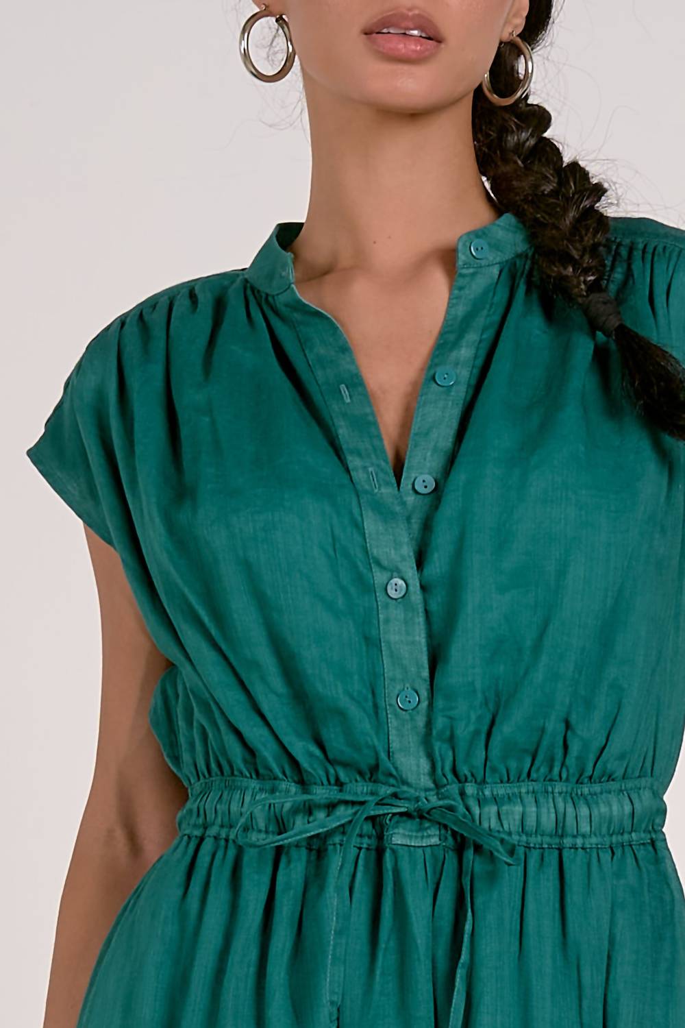 Elan - Midi Short Sleeve Tie Waist Dress