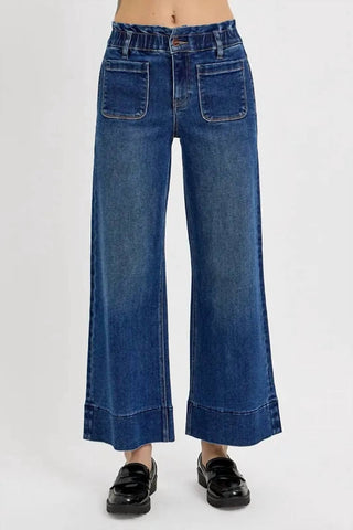 Risen - Elastic Band Wide Leg Jeans