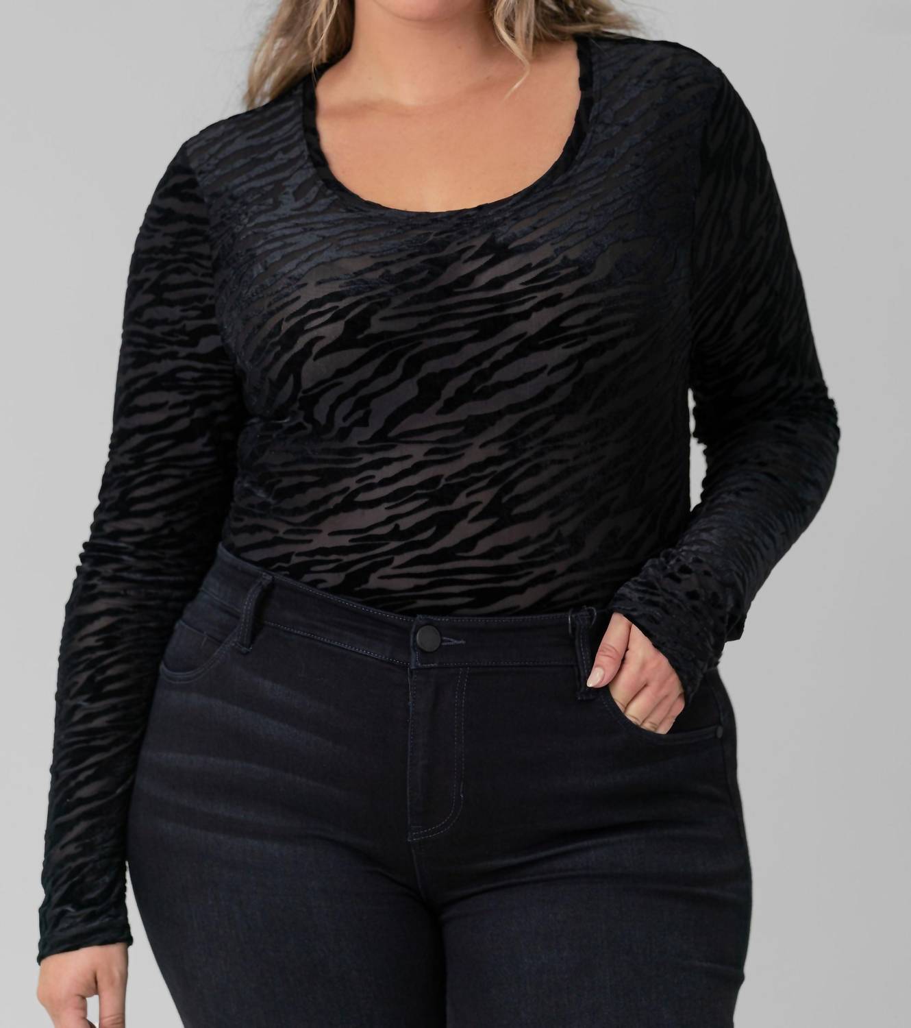 Good American - Zebra Burnout Bodysuit