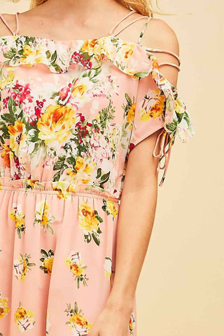 Entro - Floral Lace Up Maxi Dress