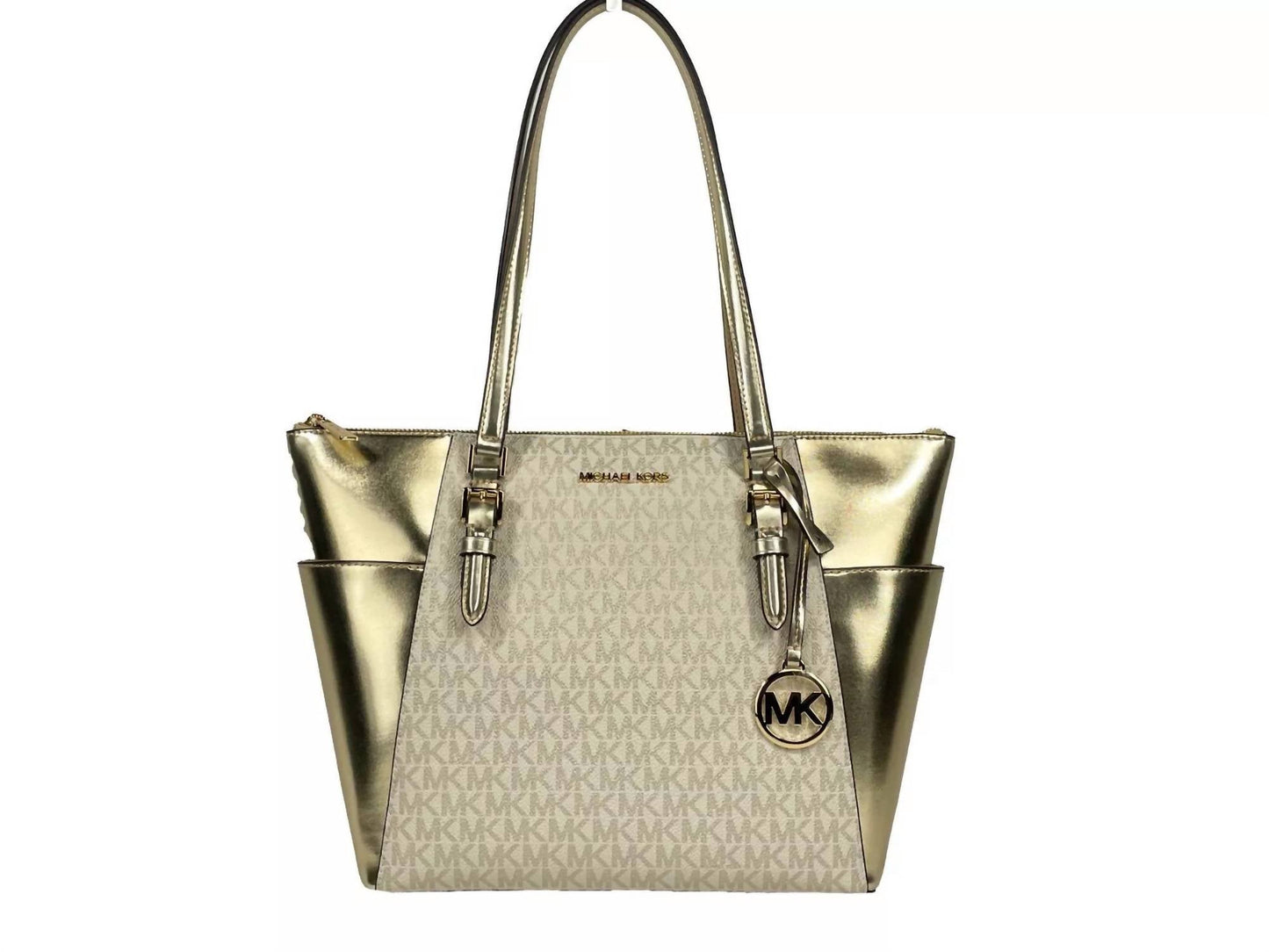 Michael Kors - Women's Charlotte Leather Top Zip Tote Bag Purse Large