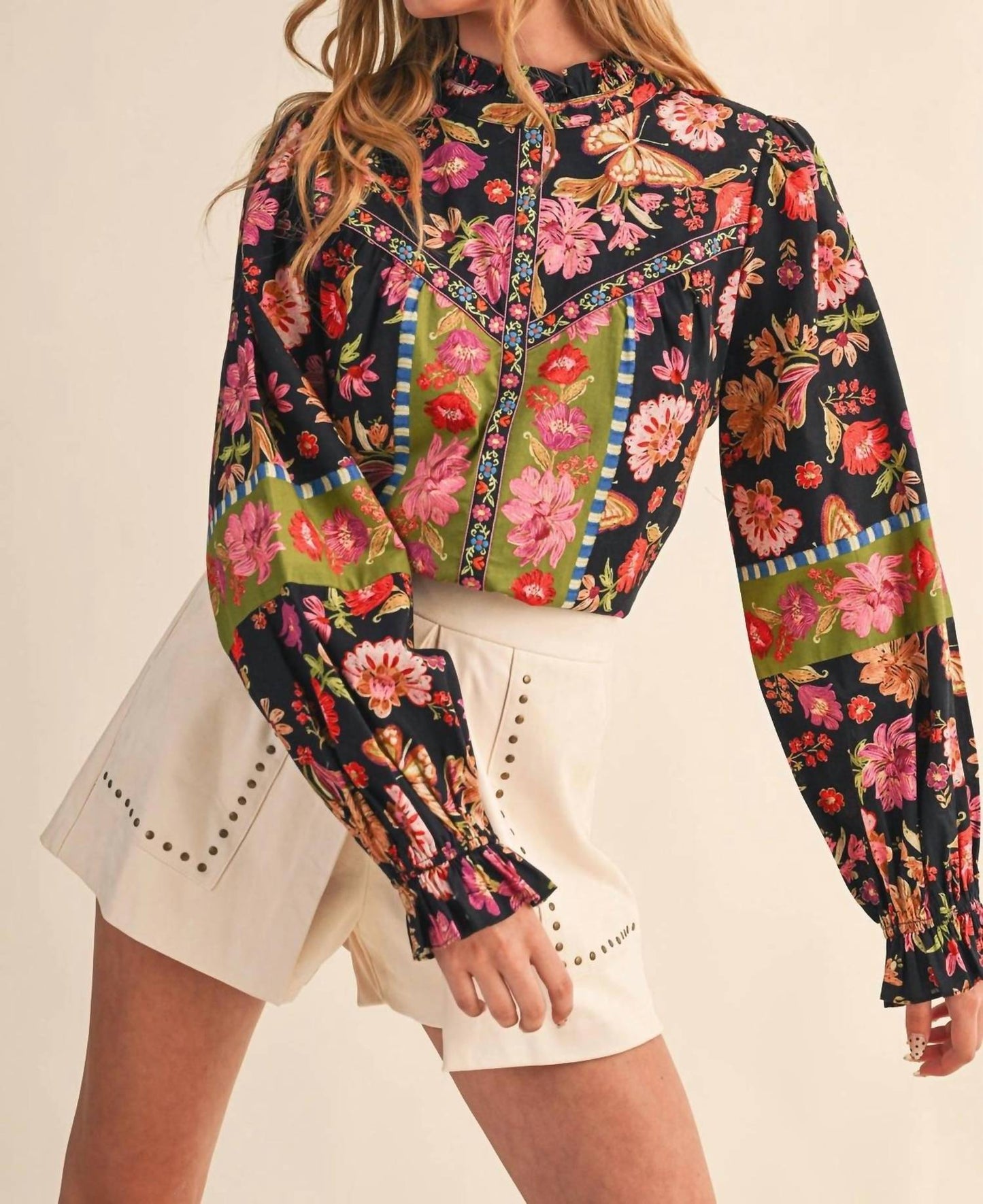 &Merci - Jacquard Floral Bordered Top