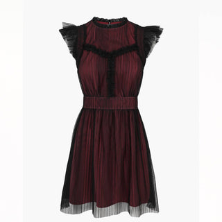 Adelyn Rae - Tatiana Tulle Plisse Mock Neck Mini Dress