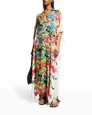 Johnny Was - DANA SWIM COVER-UP SIDE SLIT PULLOVER KAFTAN MAXI DRESS