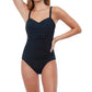 Profile By Gottex - D-Cup Scoop Neck Shirred One Piece Swimsuit