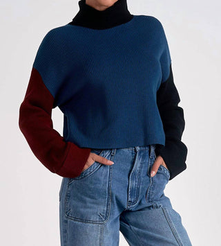 Elan - Color Block Turtle Neck Sweater