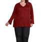On The Plus Side - Waffle Knit Long Sleeve Top - Plus