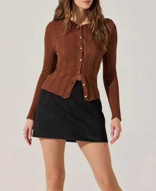 Astr - Ottilie Pointelle Crochet Collar Cardigan