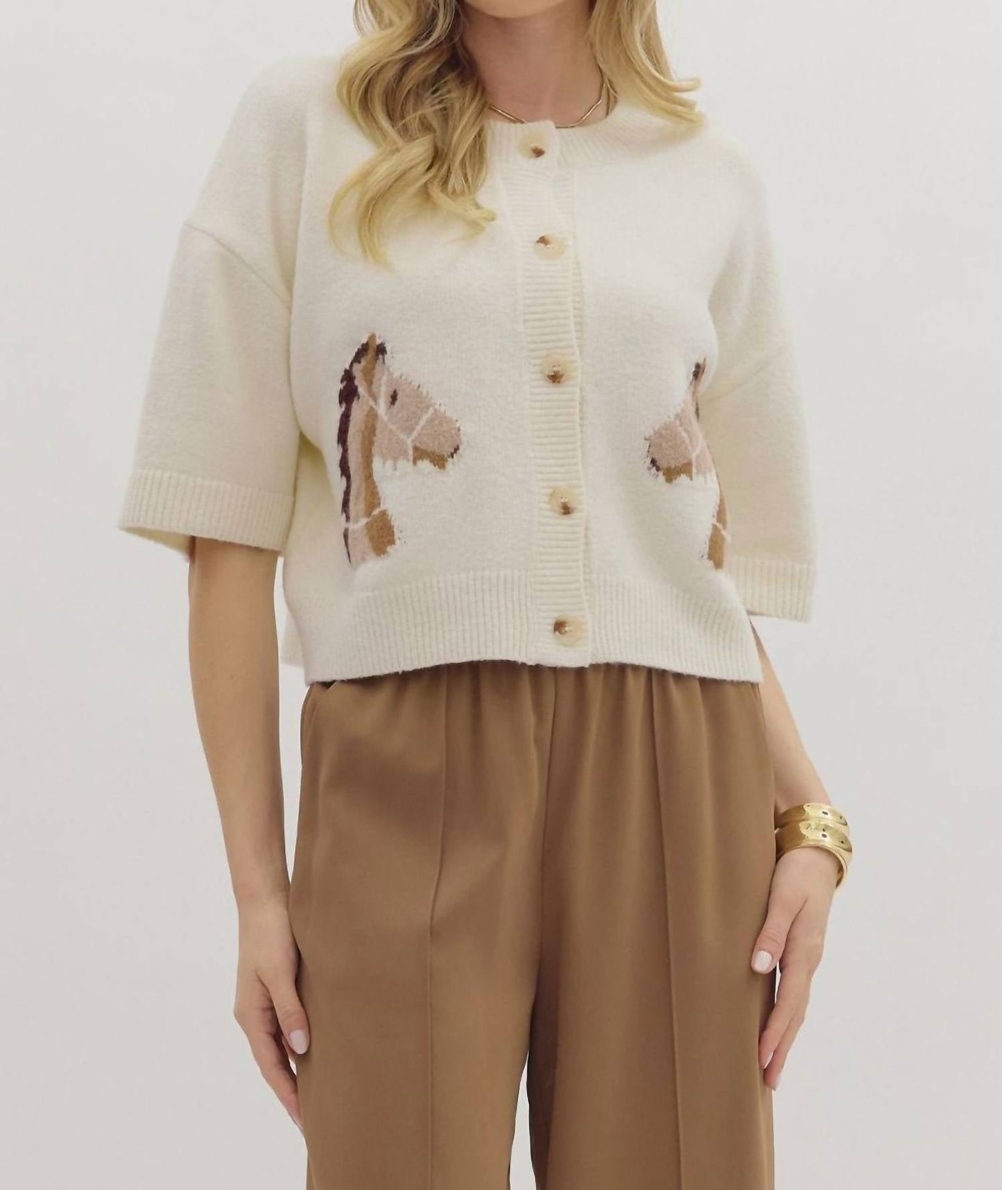 Entro - Saddle Up Short-sleeve Knit Cardigan