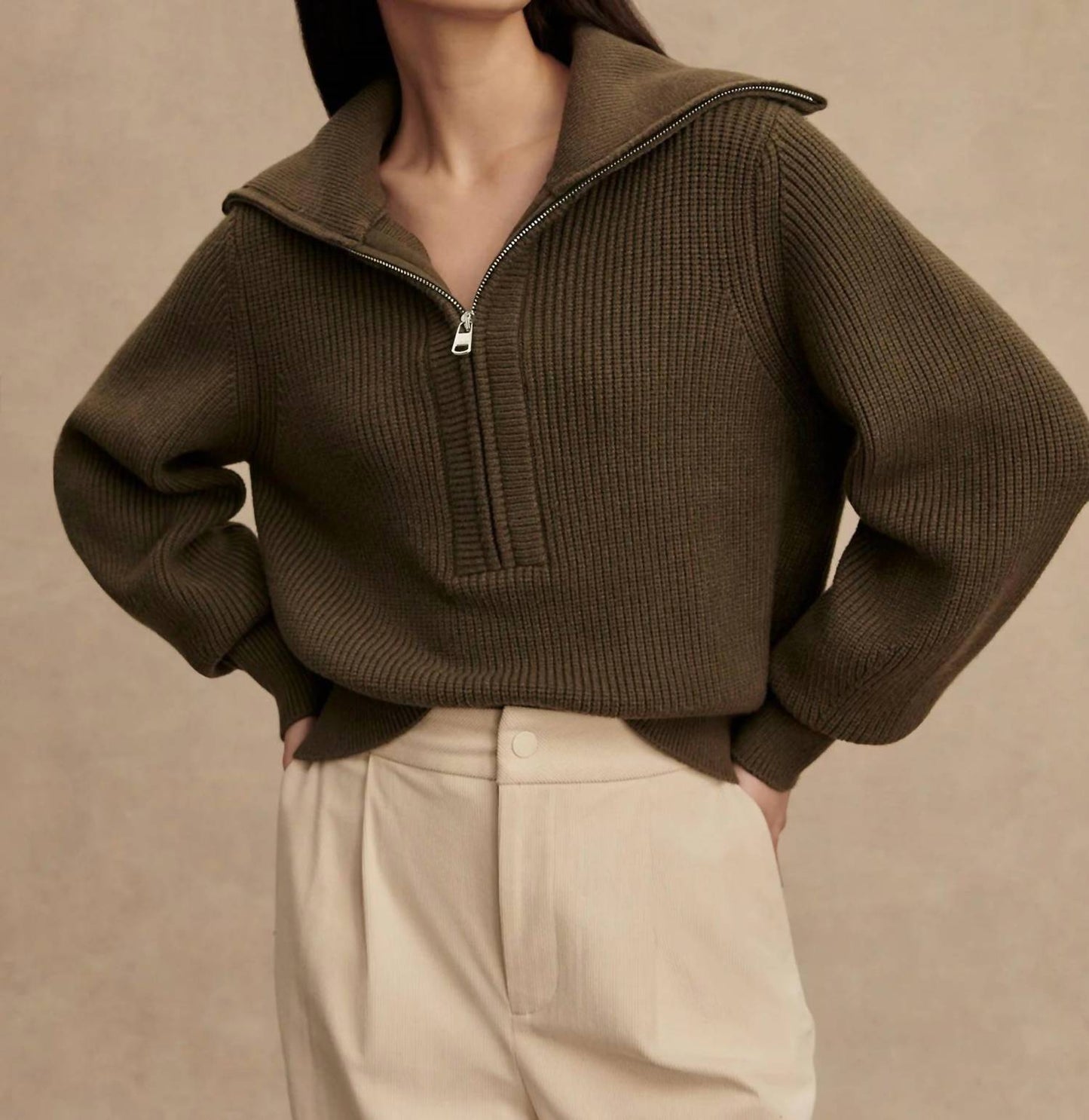 Varley - Maura Half Zip Rib Knit Sweater