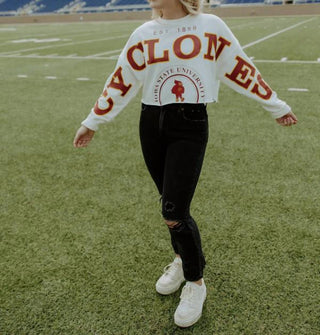 Gameday Social - ISU Split Sleeve Cropped Crew