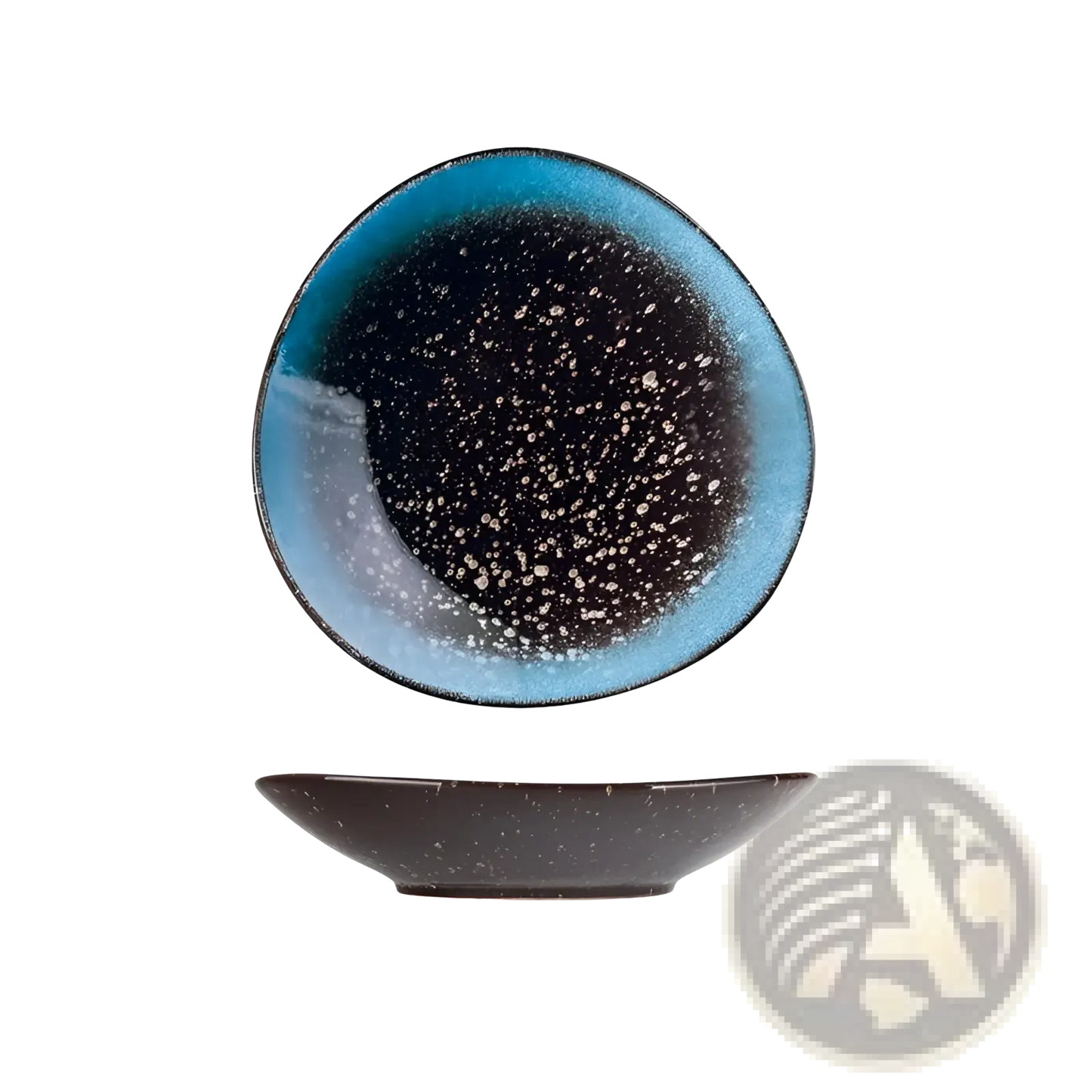 Ceramic Blue Speckled Nordic Round Corner Fillet Plate