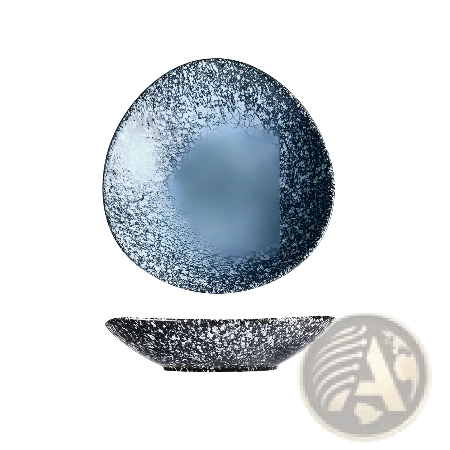 Ceramic Blue Speckled Nordic Round Corner Fillet Plate