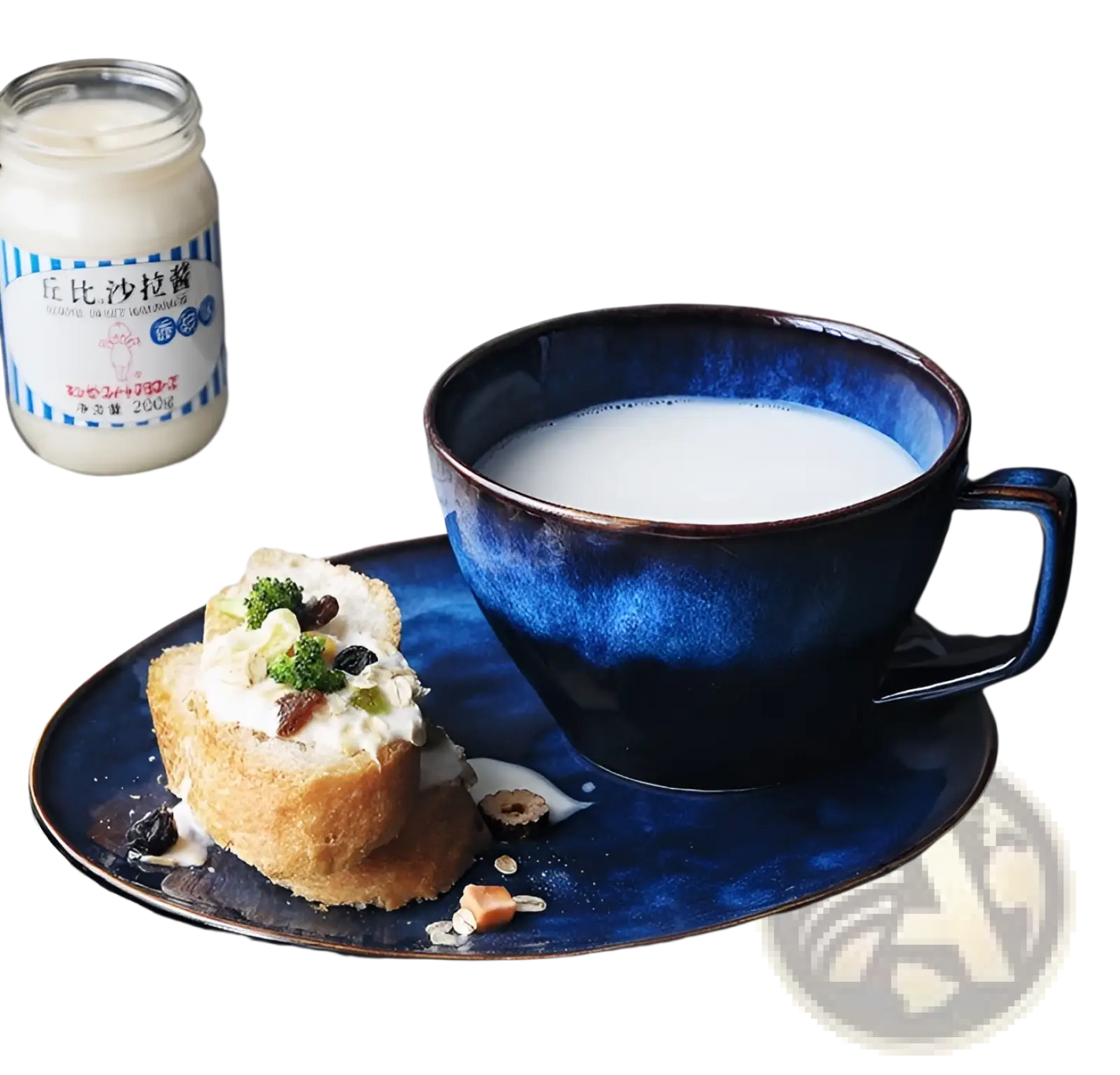Ceramic Coffee Mug and Saucer Set in Deep Blue Glaze