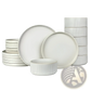 Ceramic Dinnerware Set 16 Piece Vintage Embossed White