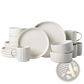 Ceramic Dinnerware Set 16 Piece Vintage Embossed White