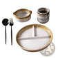 Ceramic Divided Dinner Plate Set with Speckled Glaze