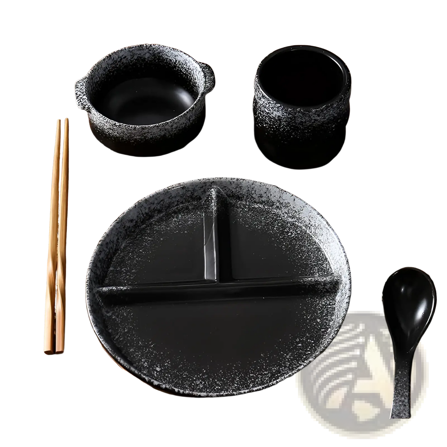 Ceramic Divided Dinner Plate Set with Speckled Glaze