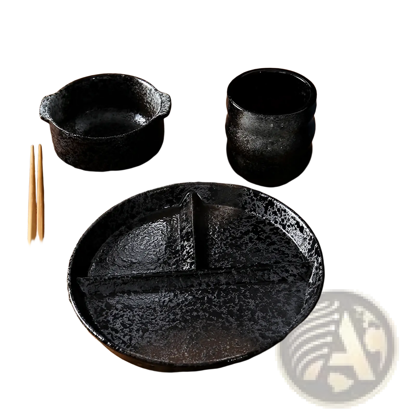 Ceramic Divided Dinner Plate Set with Speckled Glaze
