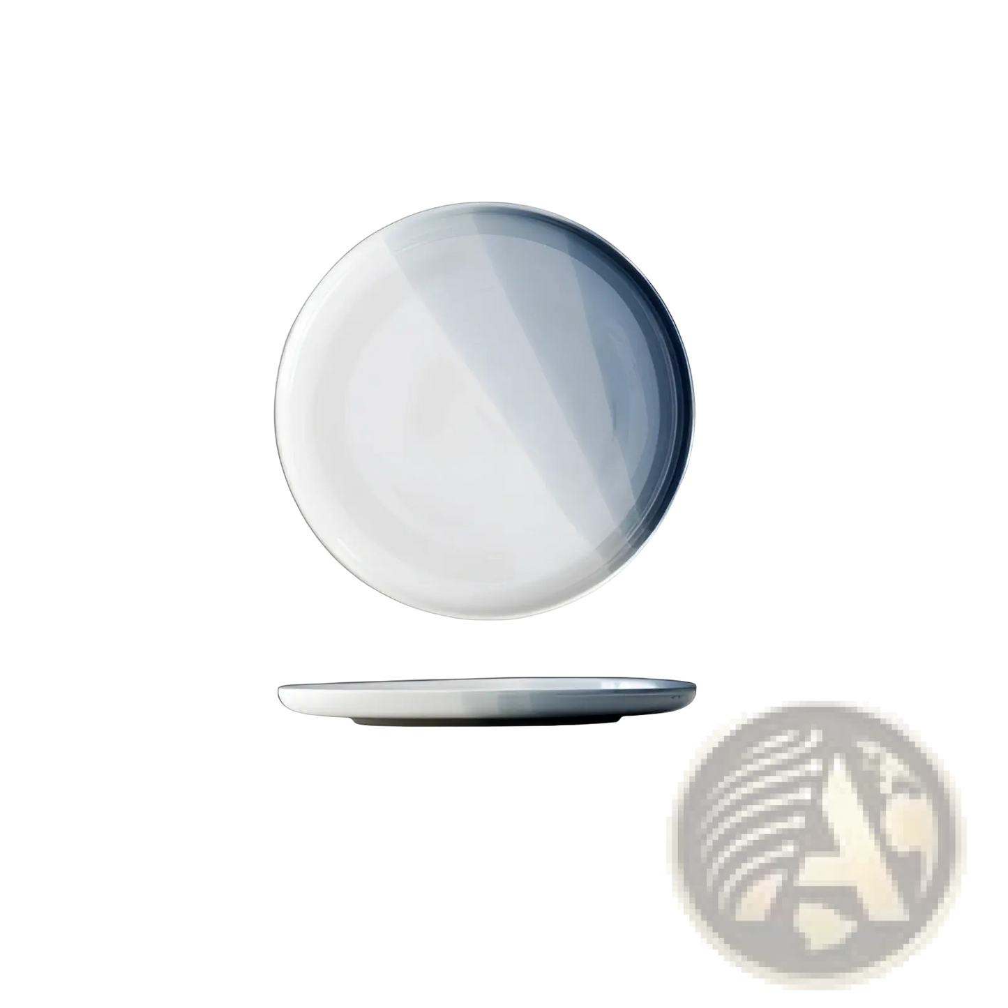 Ceramic Gradient Blue Steak Plate and Bowl Set