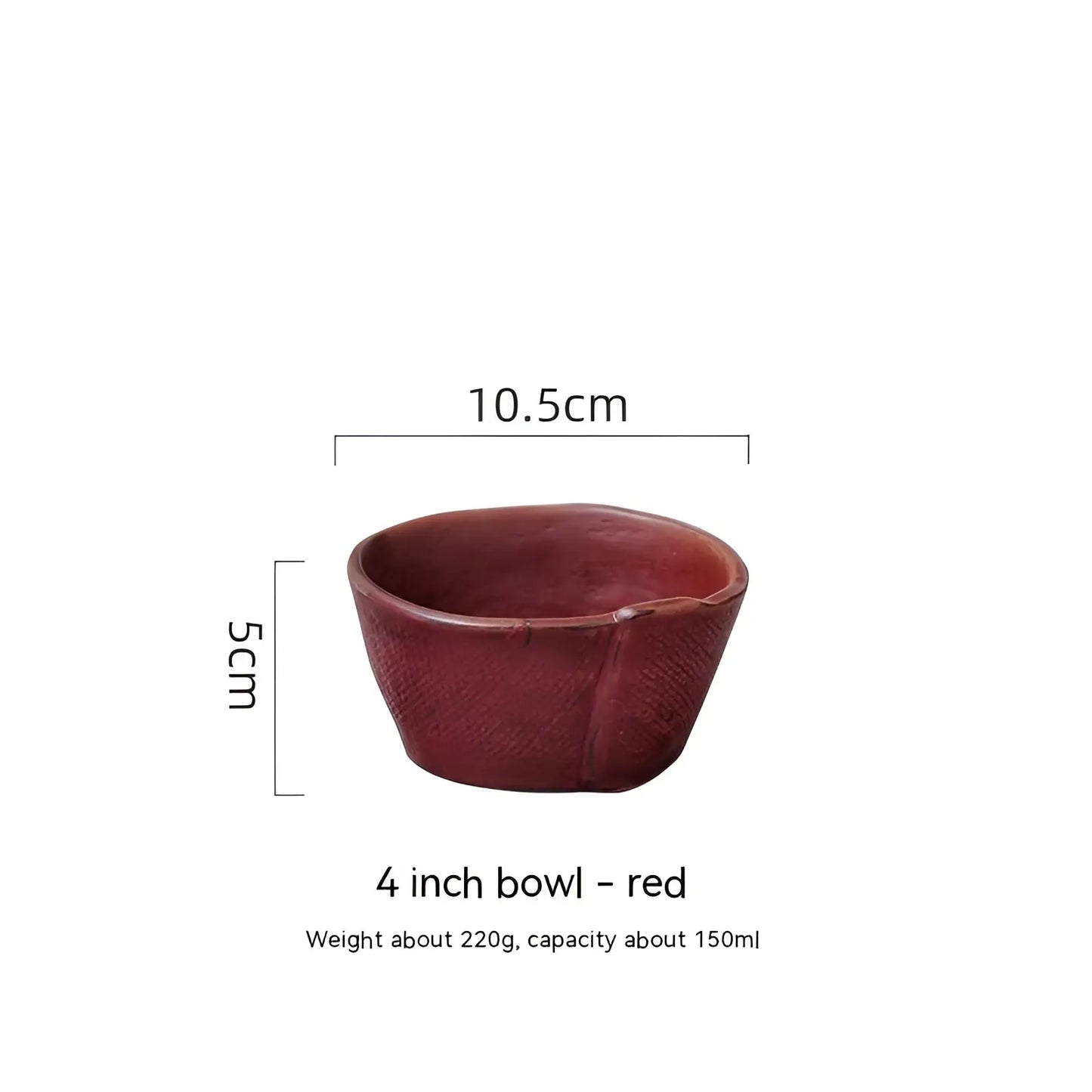 Ceramic Rice Bowl Retro Handcrafted Textured Soup Bowl