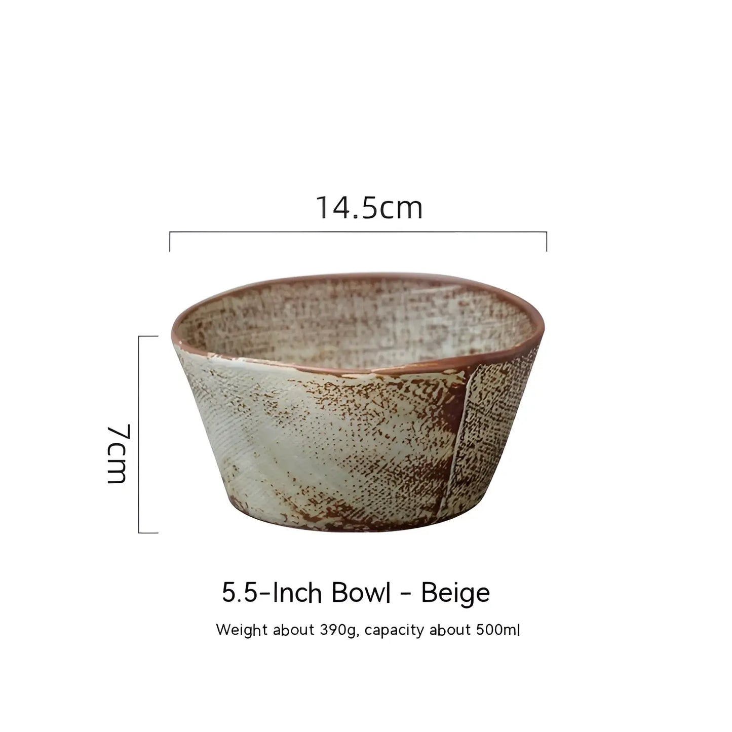 Ceramic Rice Bowl Retro Handcrafted Textured Soup Bowl