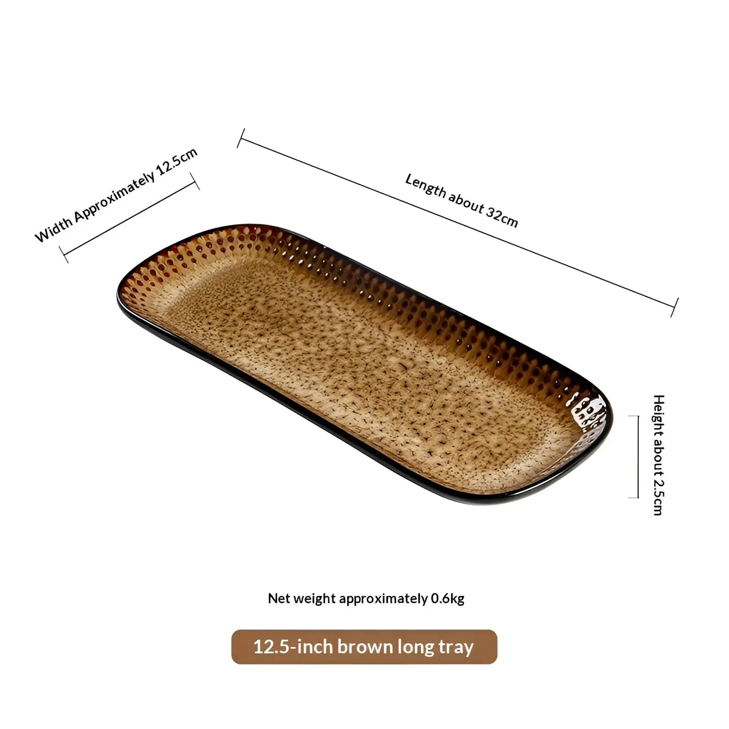 Ceramic Serving Tray 12.5 Inch Brown Gradient Platter