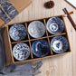 Hand-painted Marine Ceramic Bowl Gift Set with Wooden Box