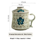 Ceramic Tea Mug with Infuser and Lid Floral 300ml