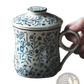 Ceramic Tea Mug with Infuser and Lid Floral 300ml