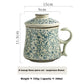 Ceramic Tea Mug with Infuser and Lid Floral 300ml