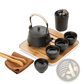Ceramic Travel Tea Set with Bamboo Tray and Case