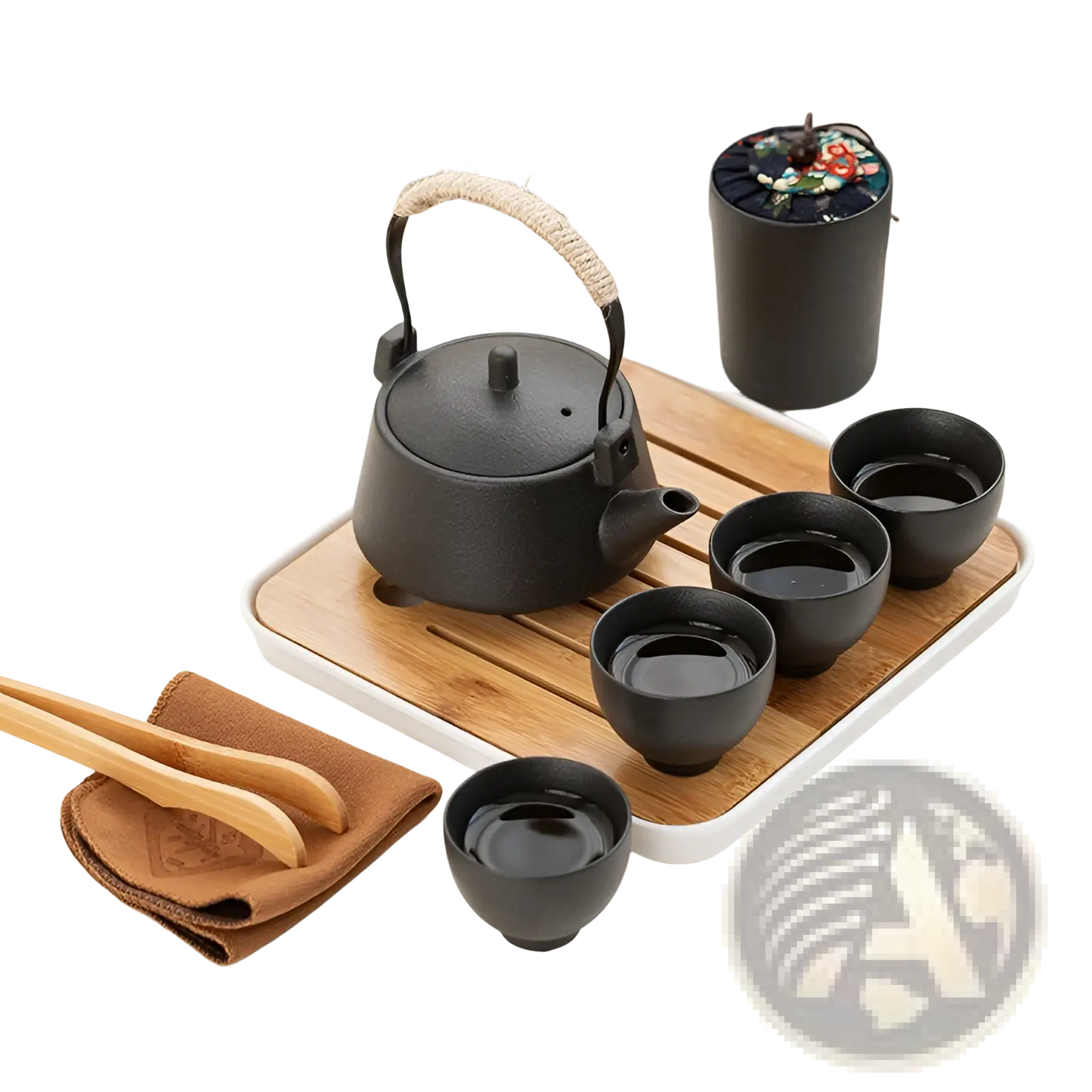 Ceramic Travel Tea Set with Bamboo Tray and Case