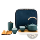 Ceramic Travel Tea Set with Bamboo Tray and Case