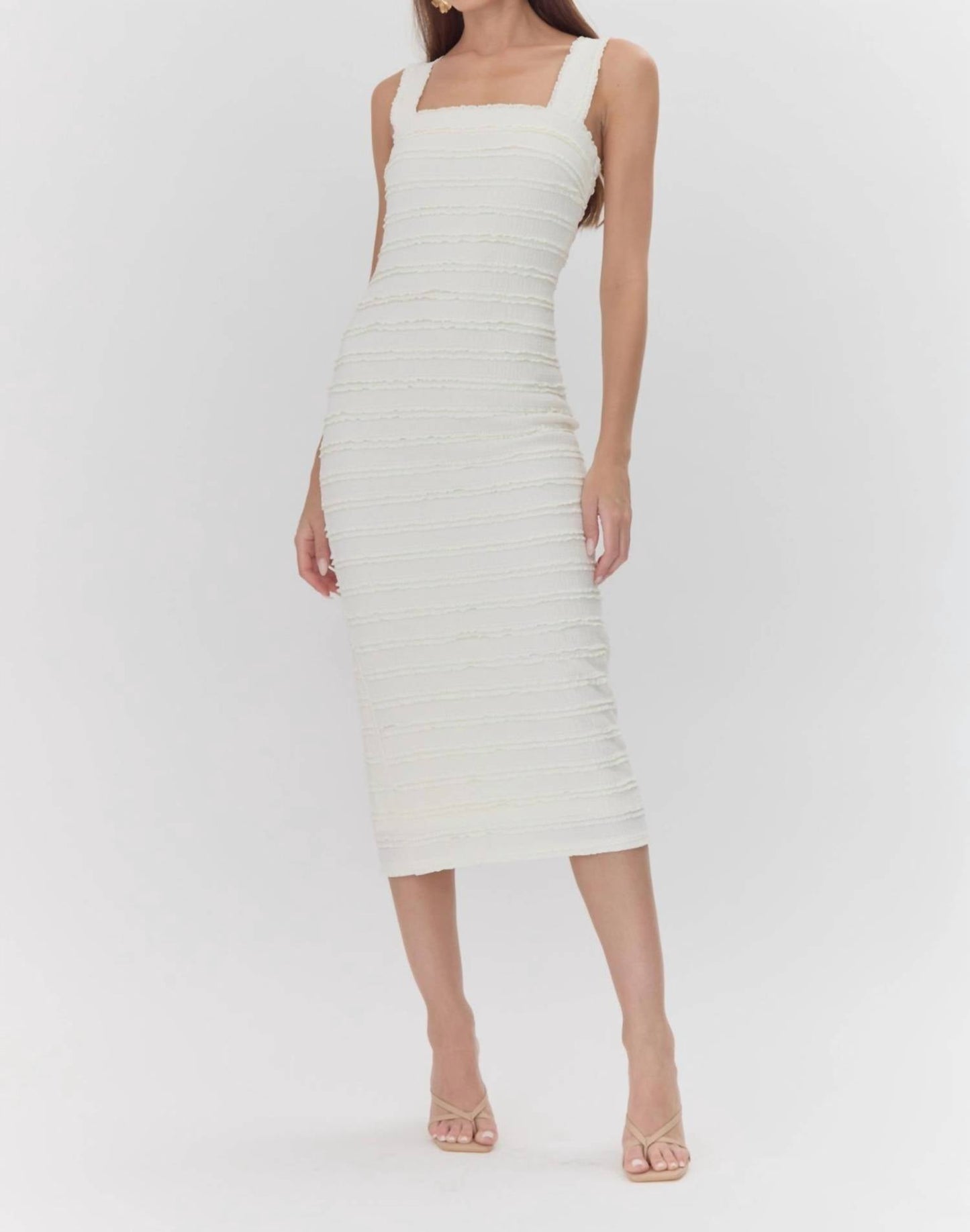 Adelyn Rae - LARA TEXTURED LACE TRIM MIDI DRESS