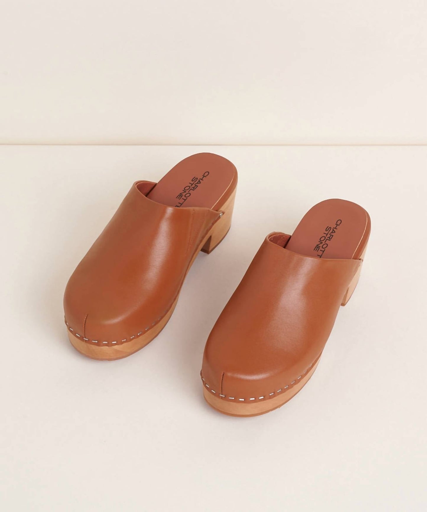 Charlotte Stone - Women's Martino Low Heel Wooden Clogs