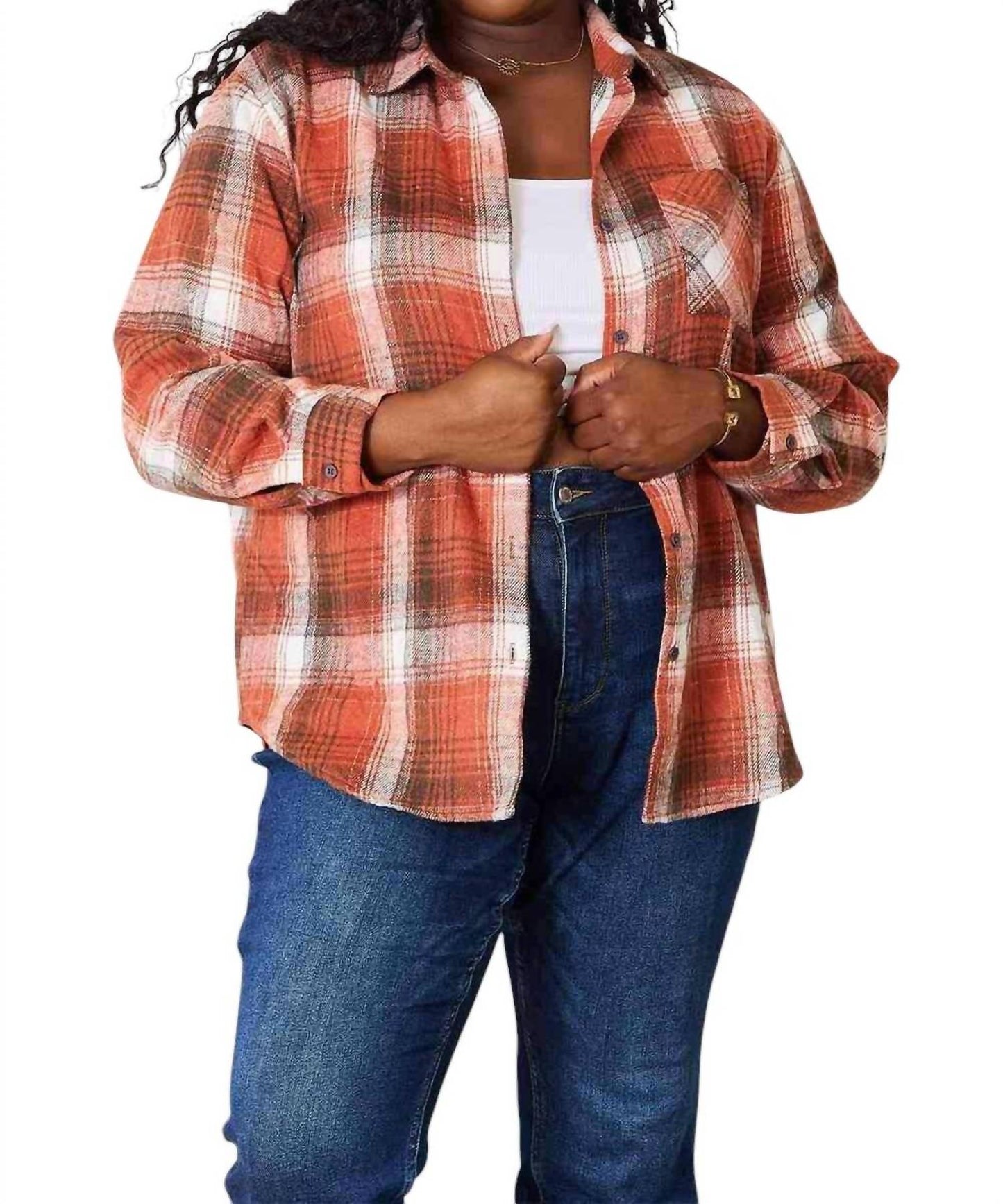 Double Take - Plaid Button-Up Shirt with Contemporary Flair