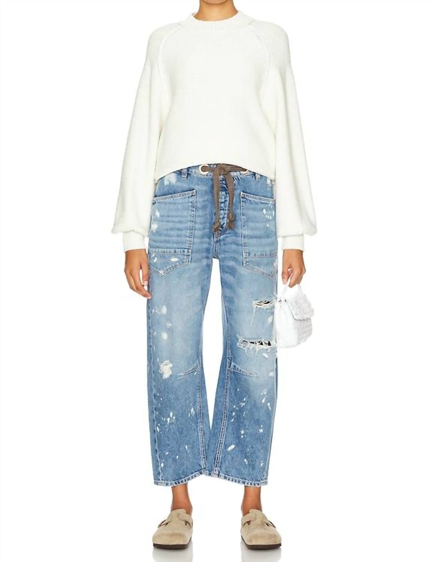 Free People - Moxie Low Slung Pull On Barrel Jeans