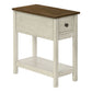 Accent End Table, 2 Tier, Narrow, Lamp, Storage Drawer, Charming Design