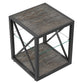 Modern End Table Nightstand with Tempered Glass & Wood Grain MDF