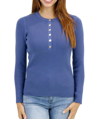 Grace & Lace - Ribbed Henley Sweater
