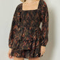 Entro - Square Neck Long Sleeve Tiered Romper