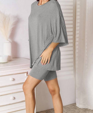 Trendsi - Bamboo Bliss T-Shirt and Shorts Set