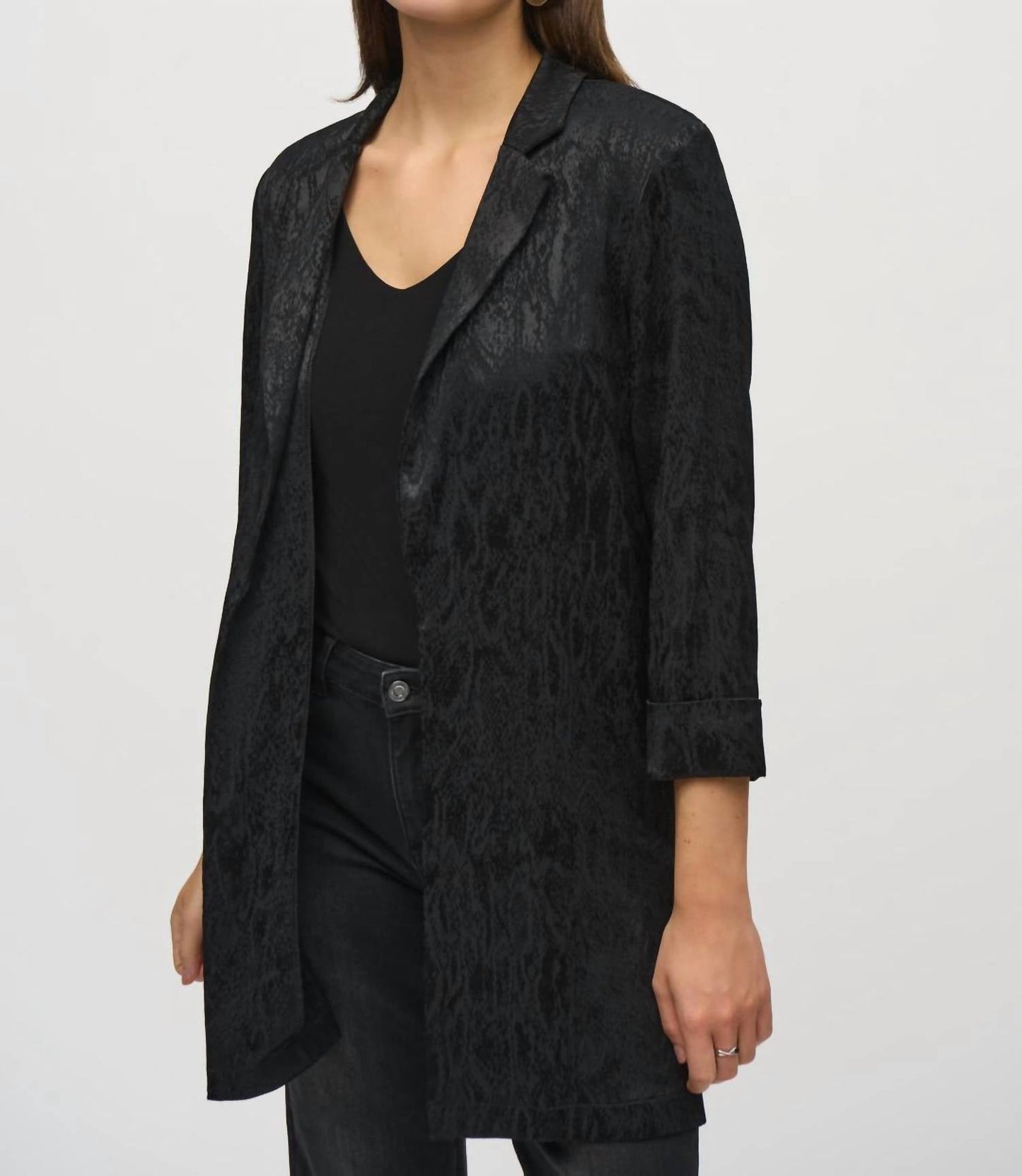Joseph Ribkoff - Animal Print Long Jacquard Blazer